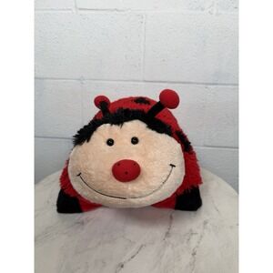2010 Pillow Pets Ms Ladybug Red Black Plush Stuffed Animal Folding Pillow